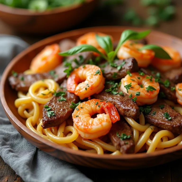 Steak and Shrimp Pasta Delight: A Gourmet Feast Made Easy